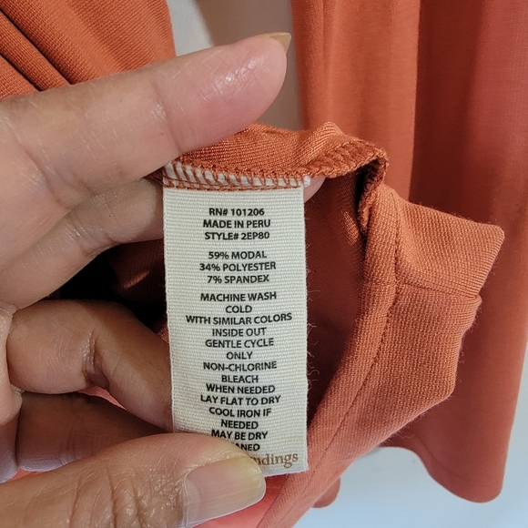 Soft Surroundings Women's Orange Jersey Knit Blouse Sz M V-neck Long Sleeve Fall - Picture 9 of 10